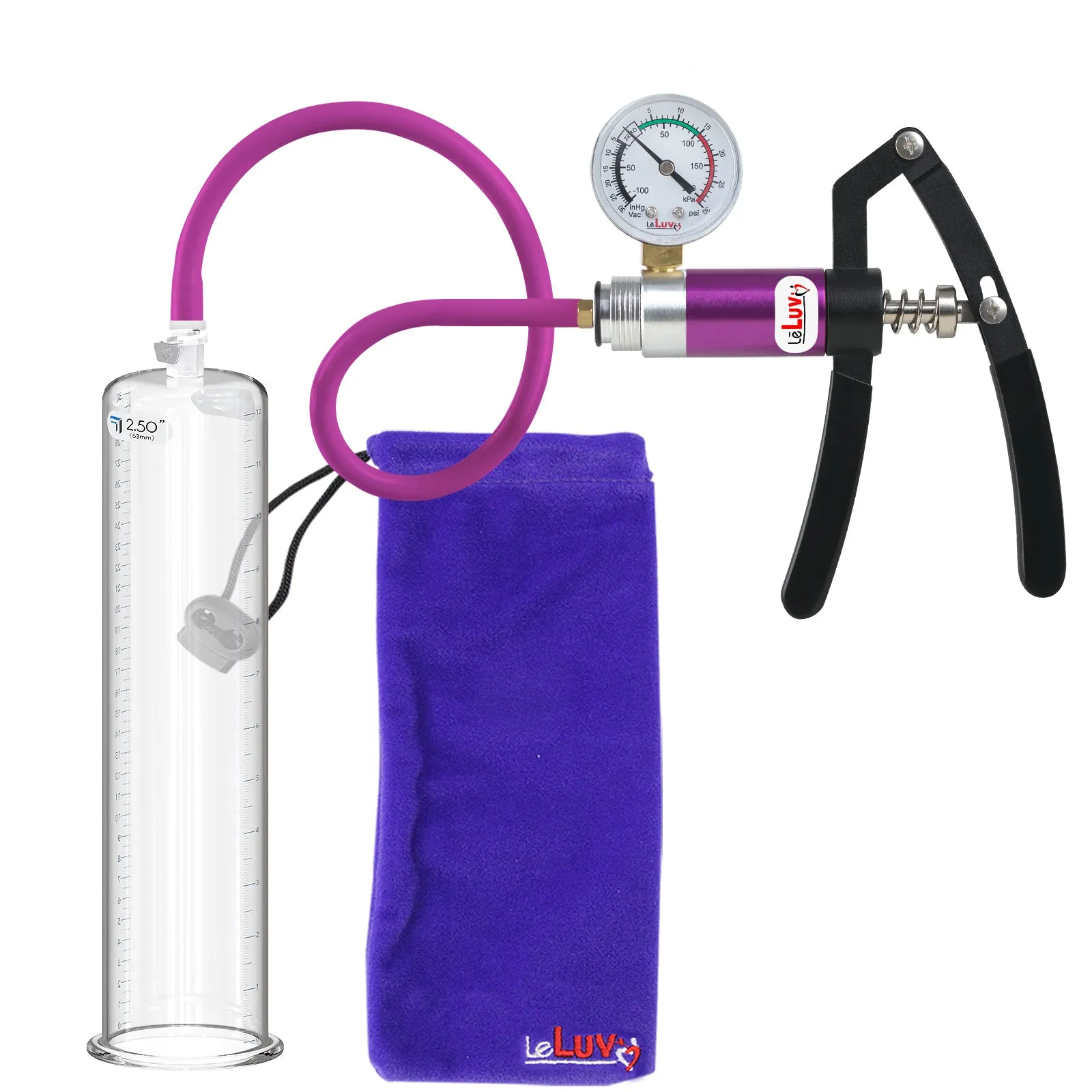 Primo Lite Handle Penis Pump   Gauge, Silicone Hose | 12" Round Flange [Shopify ONLY]