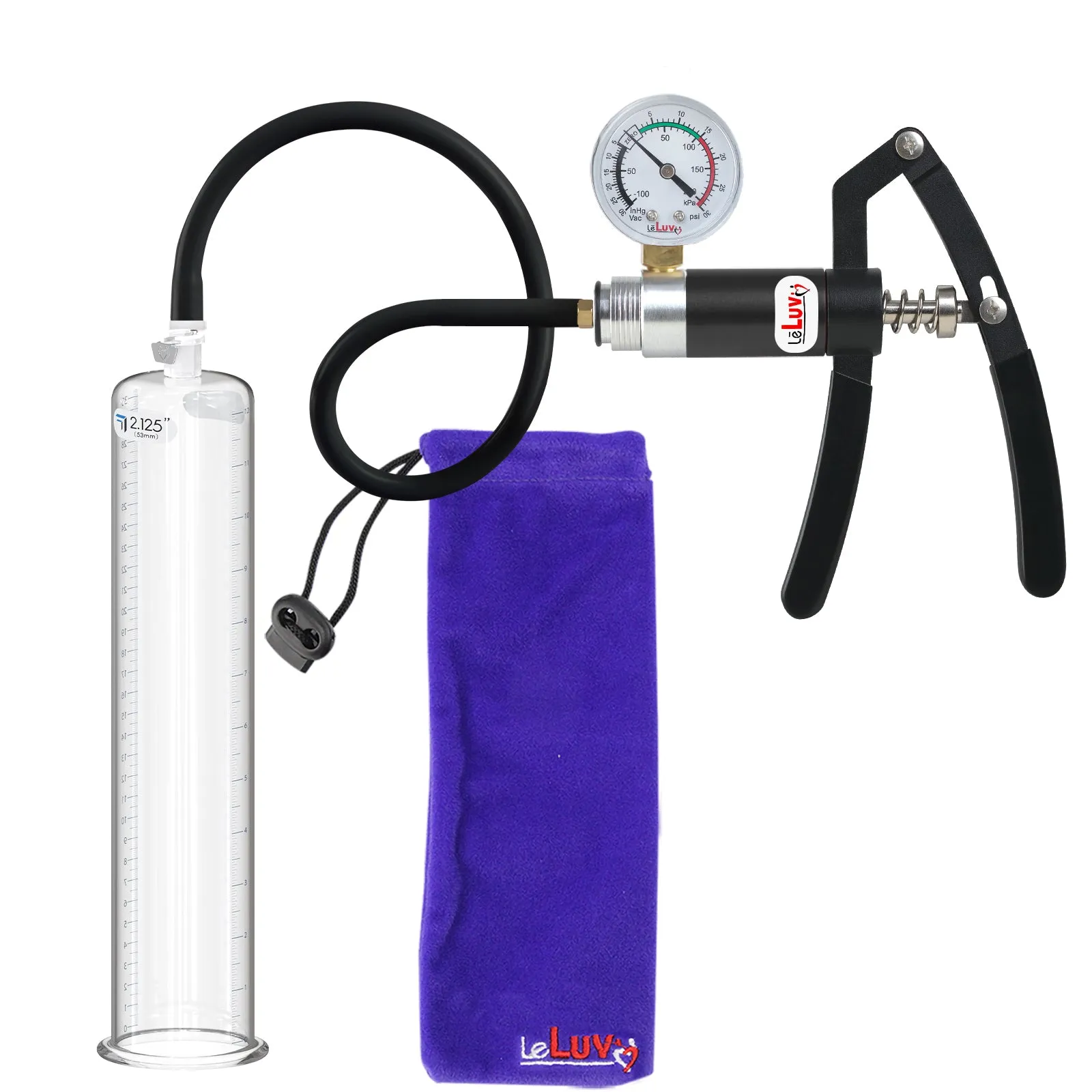 Primo Lite Handle Penis Pump   Gauge, Silicone Hose | 12" Round Flange [Shopify ONLY]