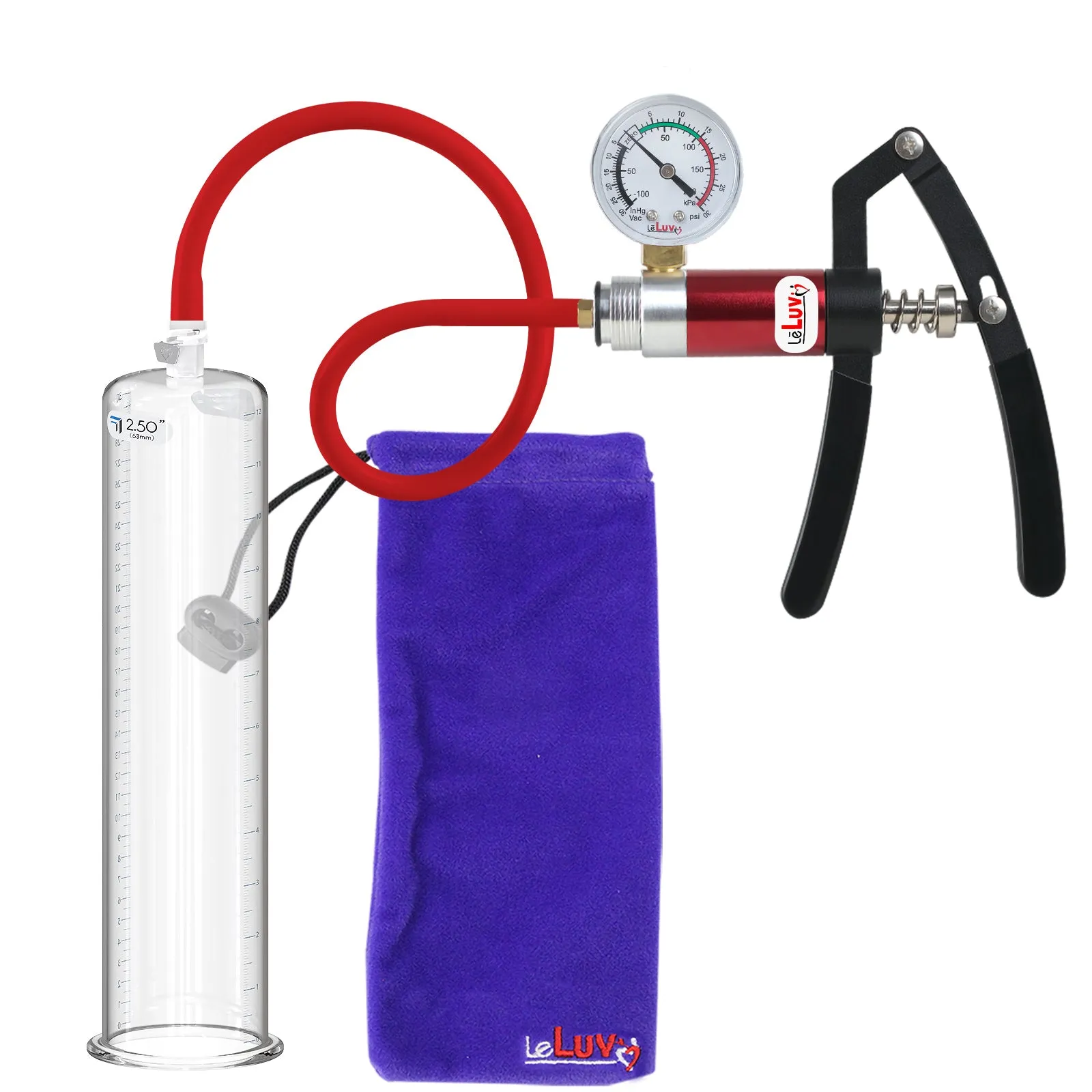Primo Lite Handle Penis Pump   Gauge, Silicone Hose | 12" Round Flange [Shopify ONLY]
