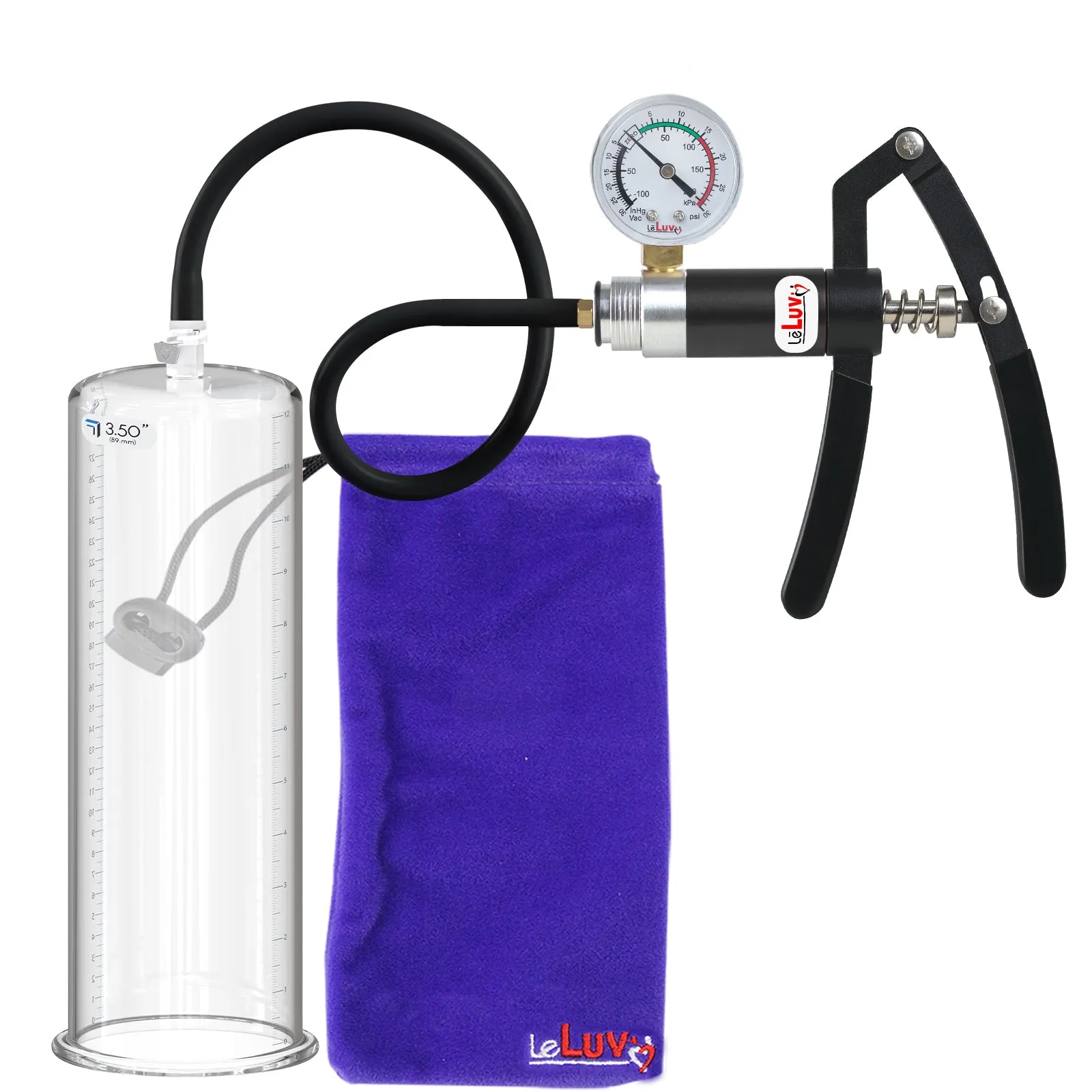 Primo Lite Handle Penis Pump   Gauge, Silicone Hose | 12" Round Flange [Shopify ONLY]