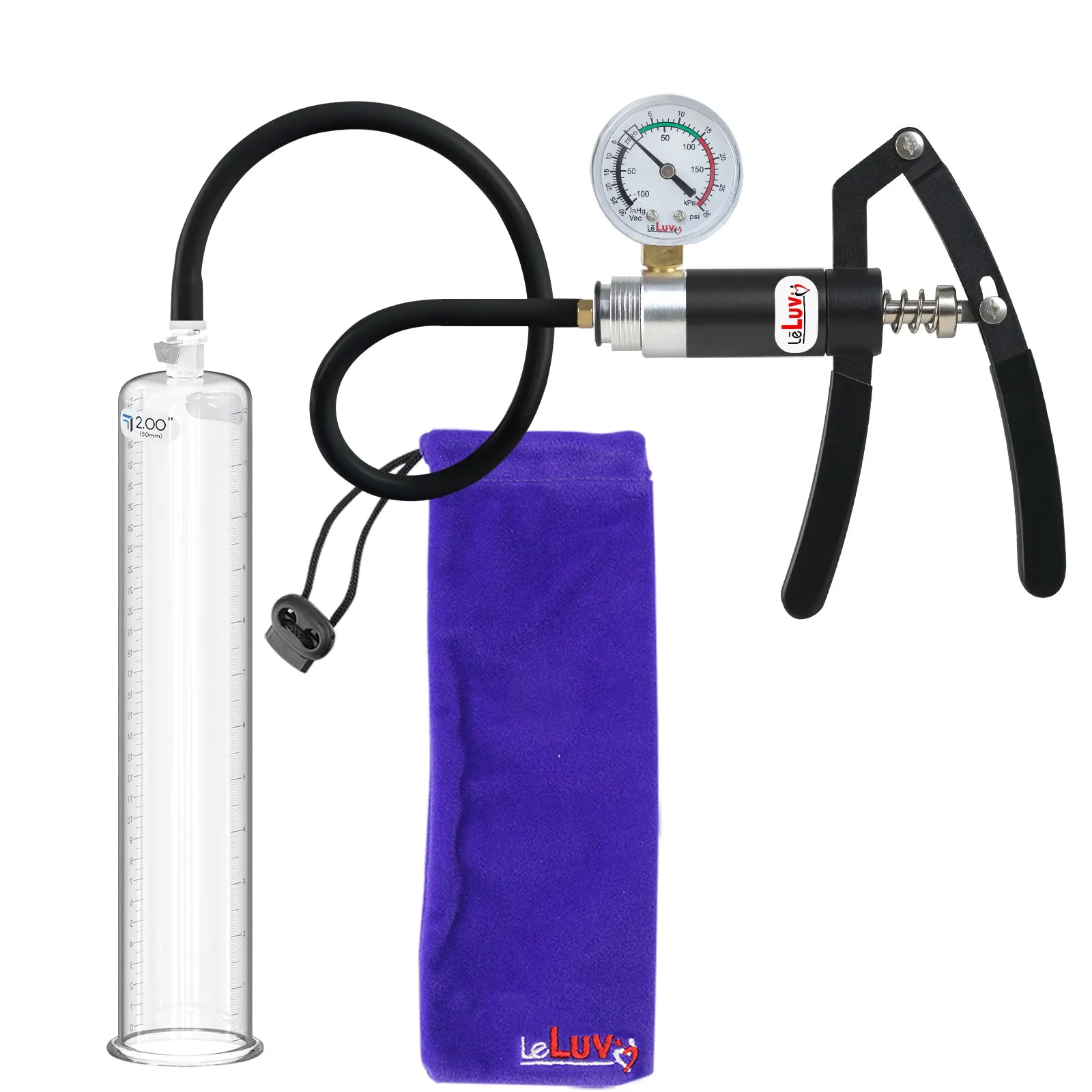Primo Lite Handle Penis Pump   Gauge, Silicone Hose | 12" Round Flange [Shopify ONLY]