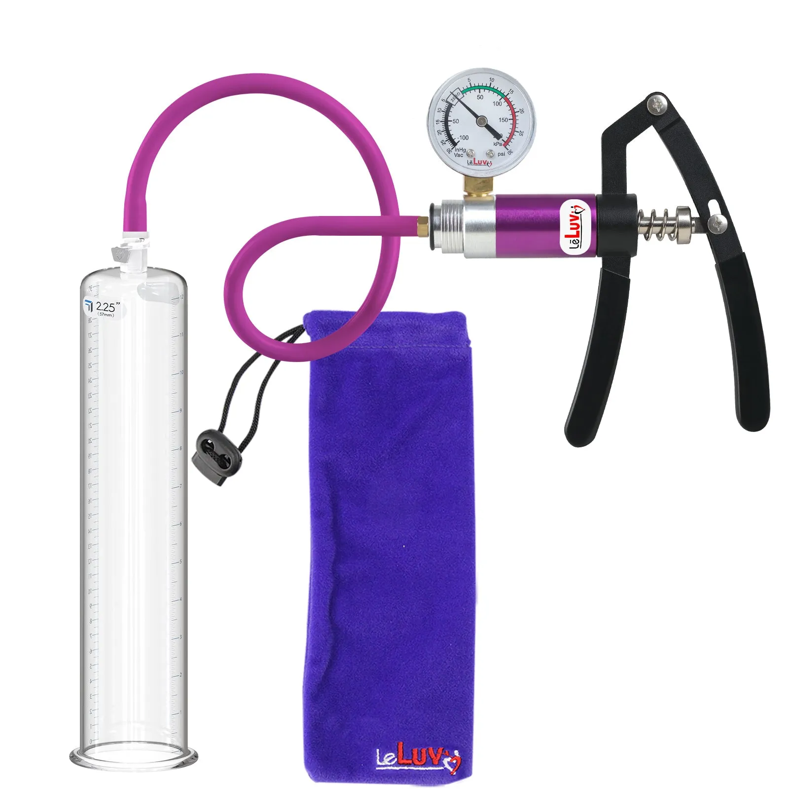 Primo Lite Handle Penis Pump   Gauge, Silicone Hose | 12" Round Flange [Shopify ONLY]