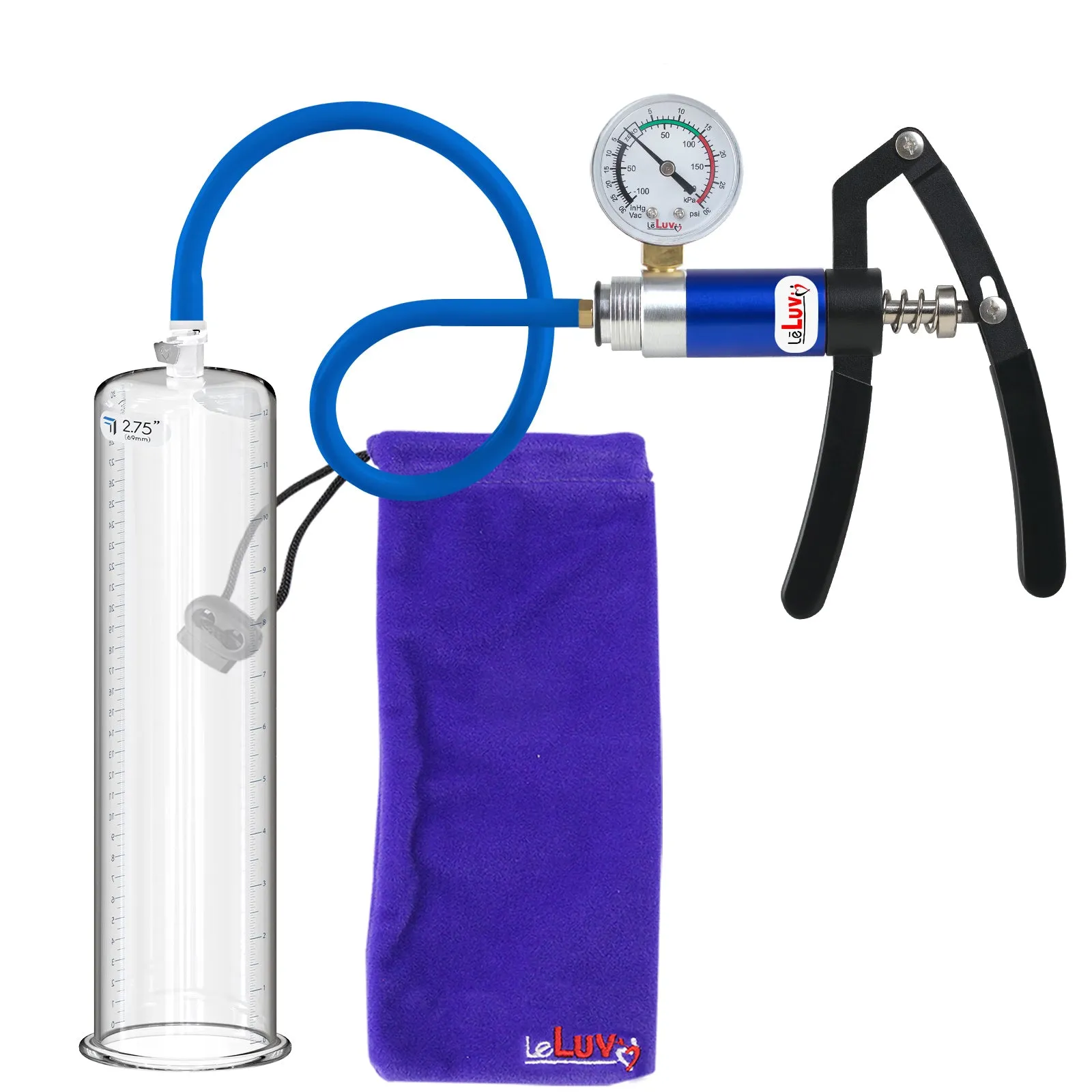 Primo Lite Handle Penis Pump   Gauge, Silicone Hose | 12" Round Flange [Shopify ONLY]