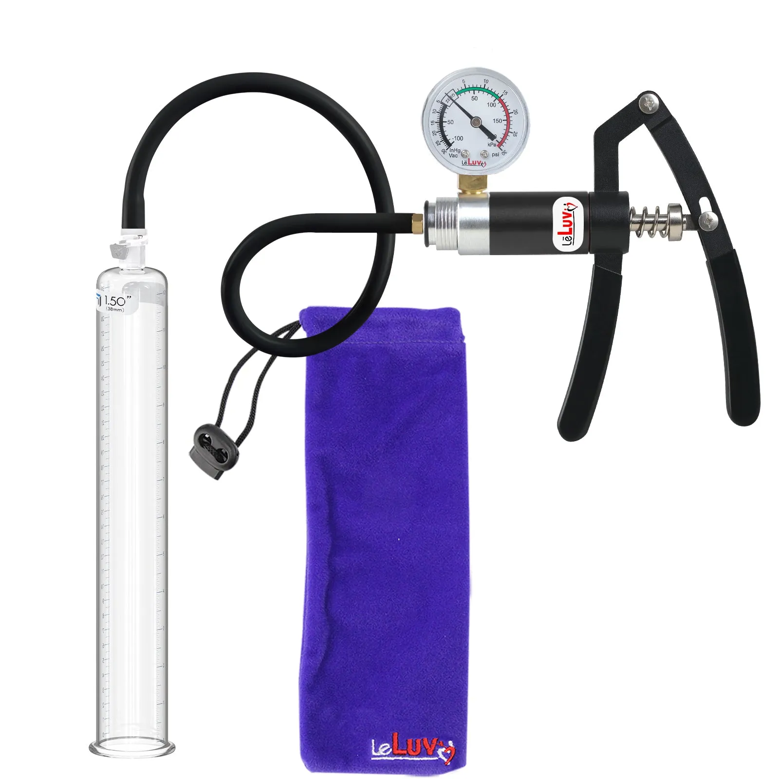 Primo Lite Handle Penis Pump   Gauge, Silicone Hose | 12" Round Flange [Shopify ONLY]