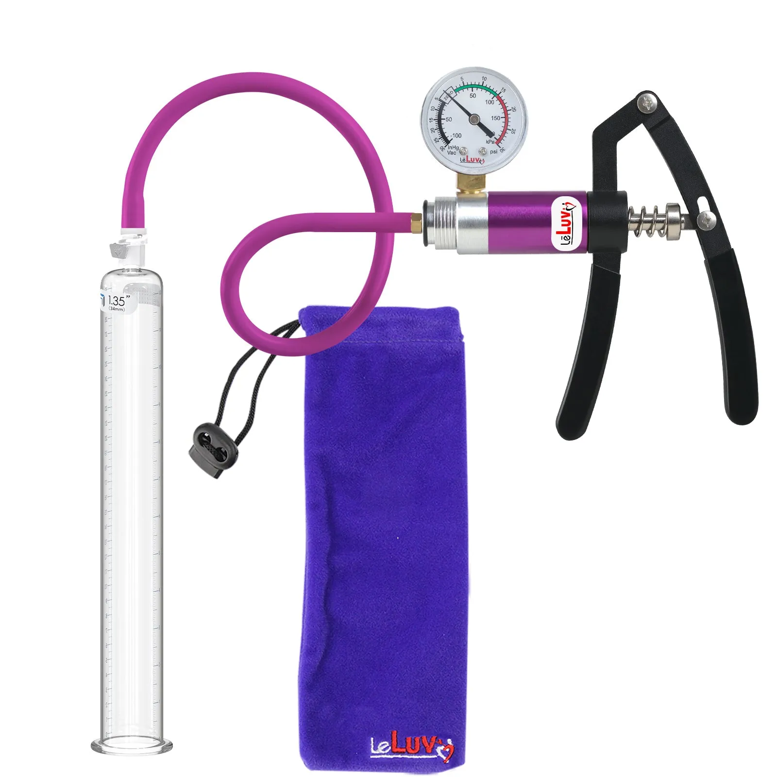 Primo Lite Handle Penis Pump   Gauge, Silicone Hose | 12" Round Flange [Shopify ONLY]