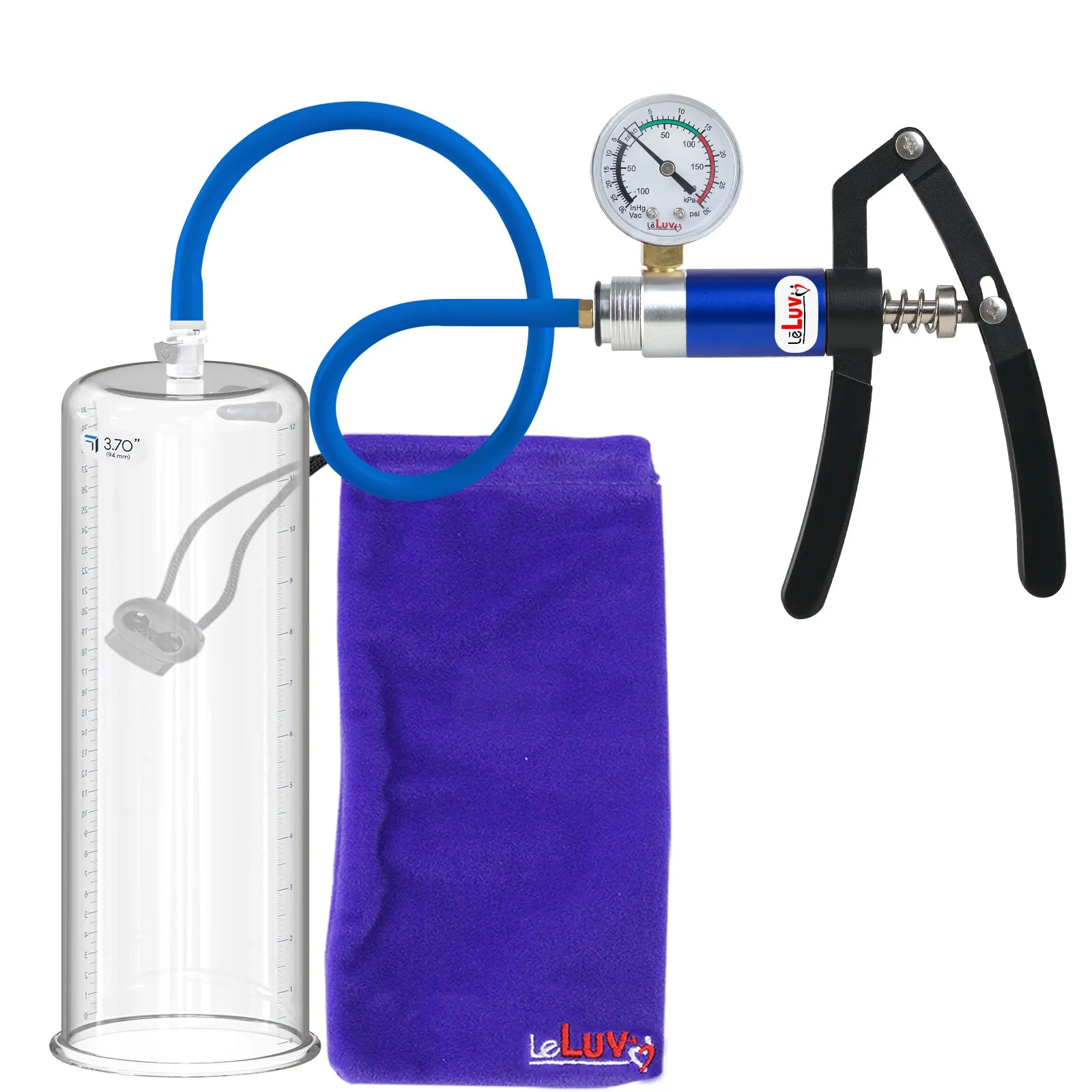 Primo Lite Handle Penis Pump   Gauge, Silicone Hose | 12" Round Flange [Shopify ONLY]