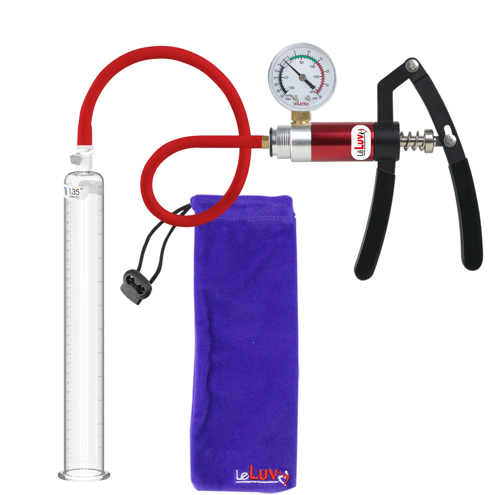 Primo Lite Handle Penis Pump   Gauge, Silicone Hose | 12" Round Flange [Shopify ONLY]