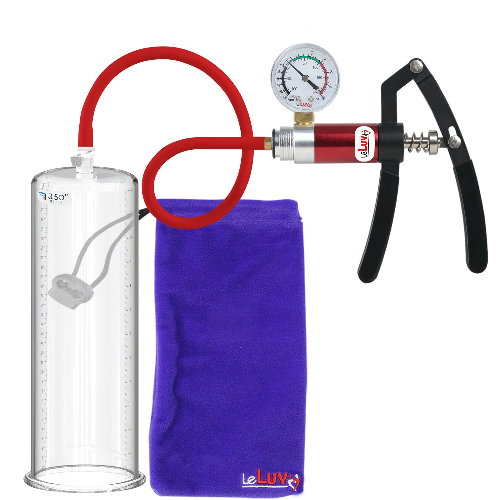 Primo Lite Handle Penis Pump   Gauge, Silicone Hose | 12" Round Flange [Shopify ONLY]