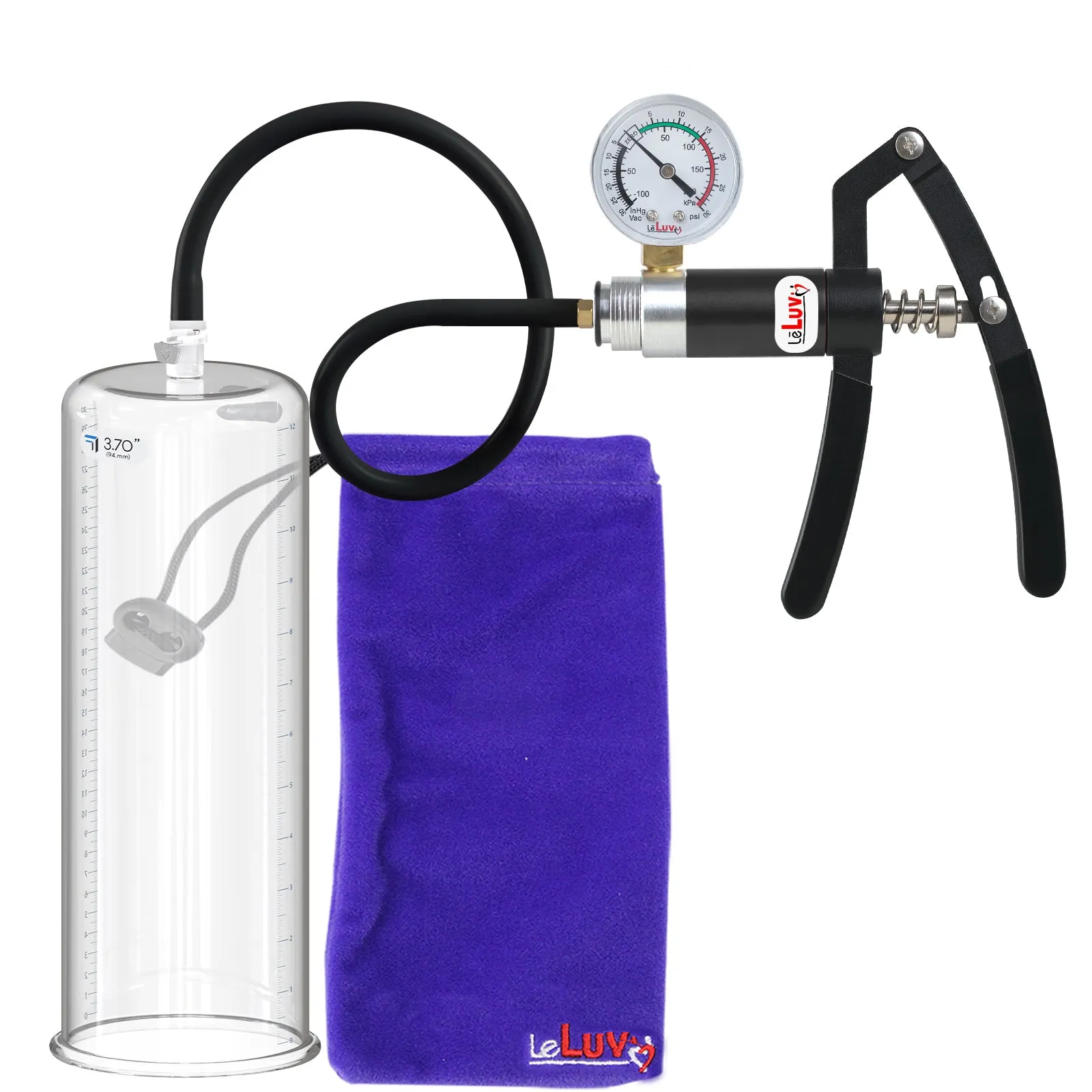 Primo Lite Handle Penis Pump   Gauge, Silicone Hose | 12" Round Flange [Shopify ONLY]