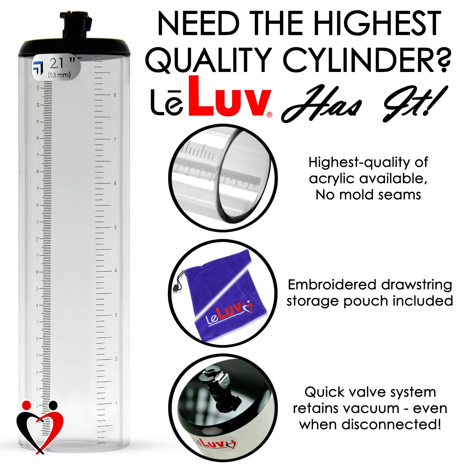 Primo Lite Handle Penis Pump   Gauge, Silicone Hose | Thick Wall, No Flange Cylinder