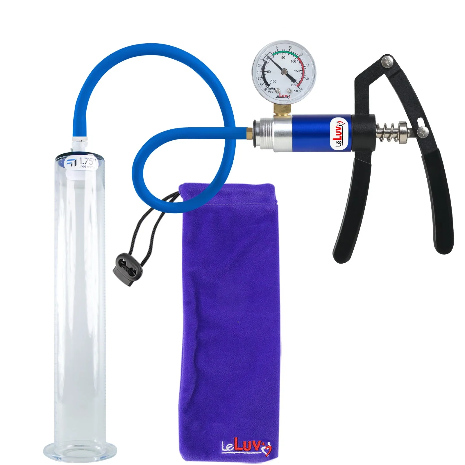 Primo Lite Handle Penis Pump   Gauge, Silicone Hose | Wide Flange Cylinder