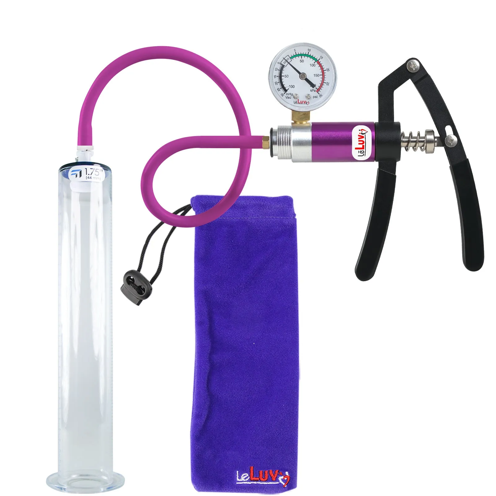 Primo Lite Handle Penis Pump   Gauge, Silicone Hose | Wide Flange Cylinder