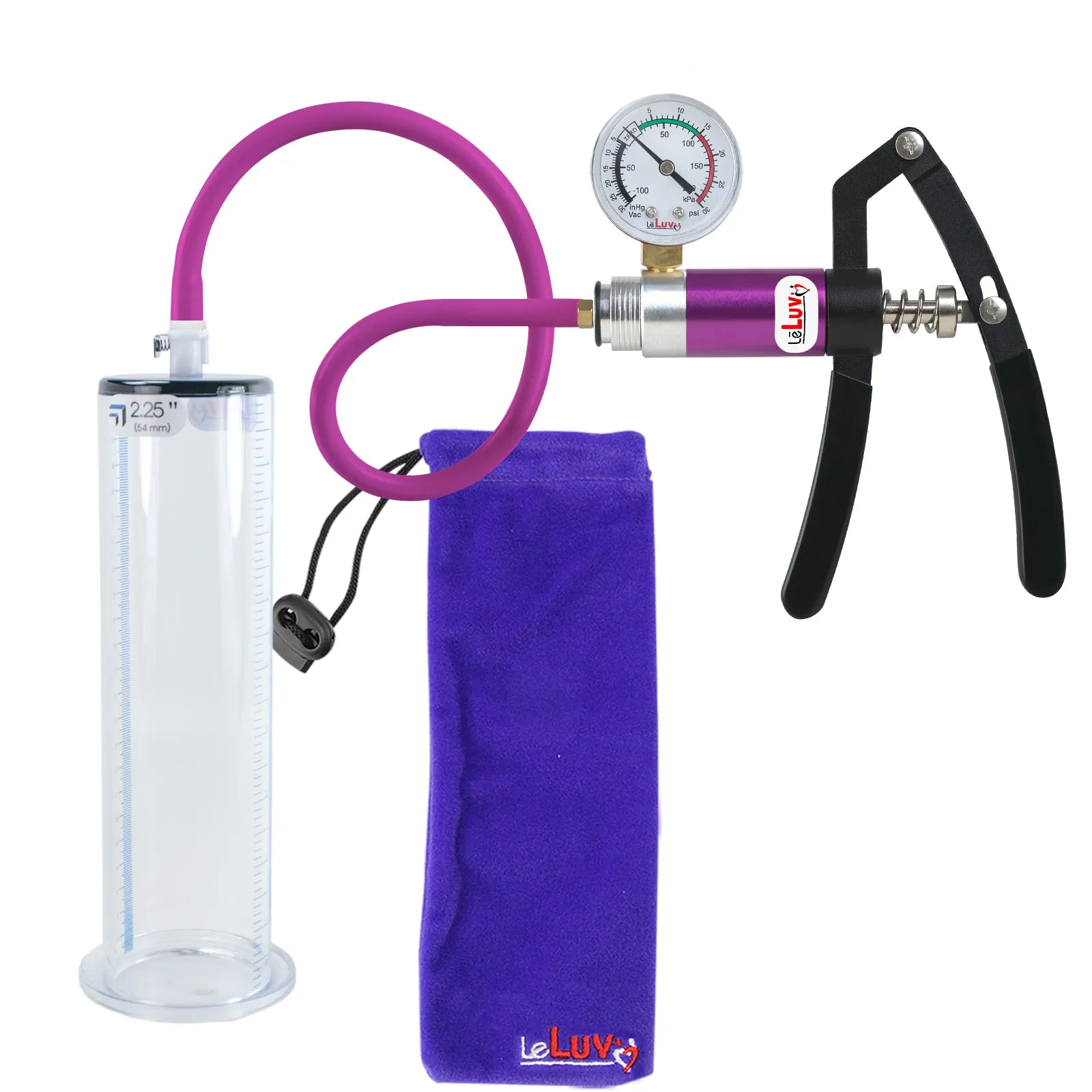 Primo Lite Handle Penis Pump   Gauge, Silicone Hose | Wide Flange Cylinder