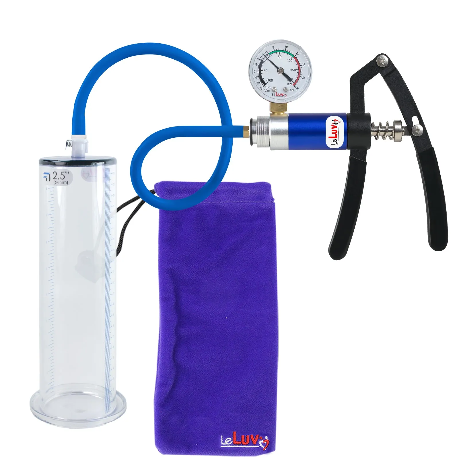 Primo Lite Handle Penis Pump   Gauge, Silicone Hose | Wide Flange Cylinder