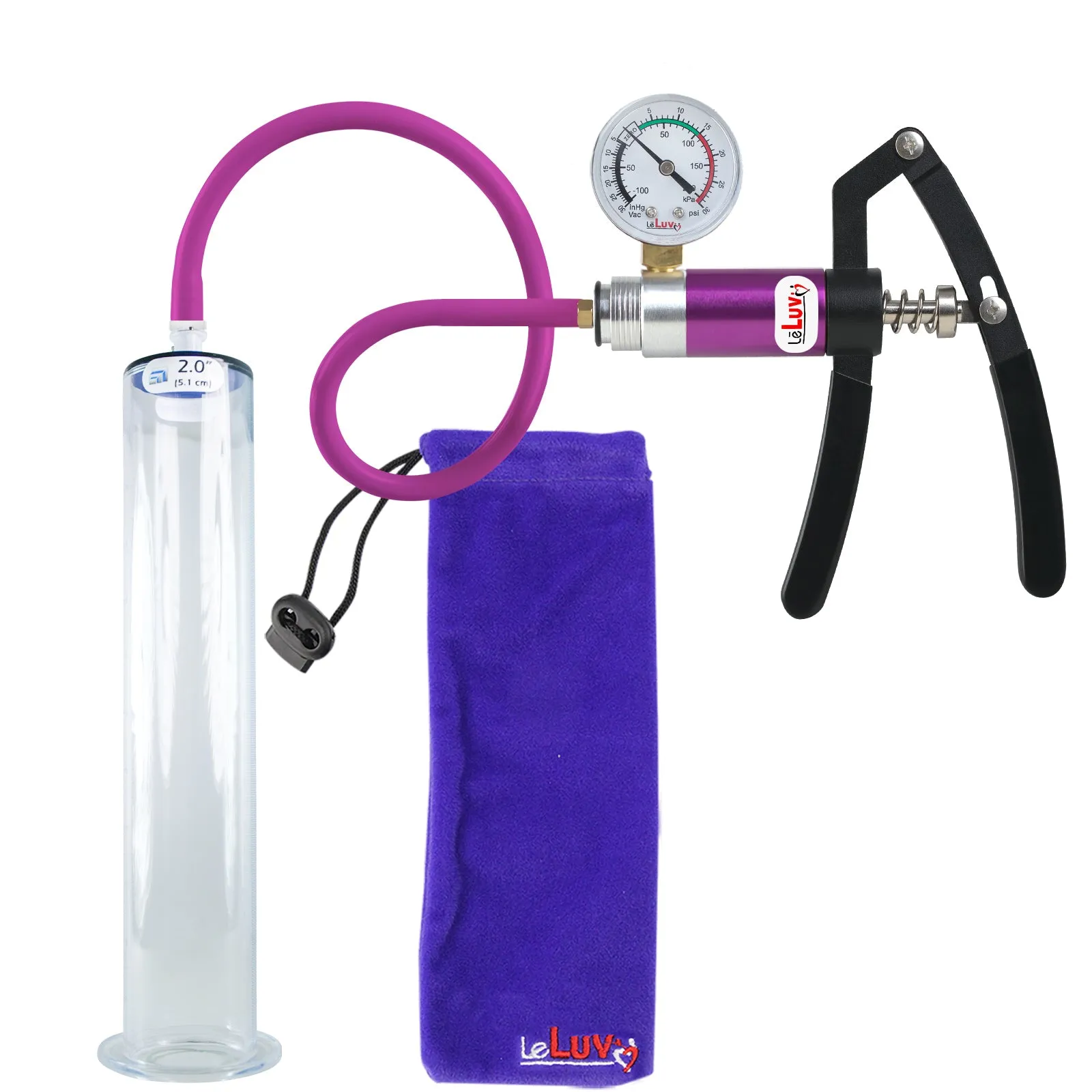 Primo Lite Handle Penis Pump   Gauge, Silicone Hose | Wide Flange Cylinder
