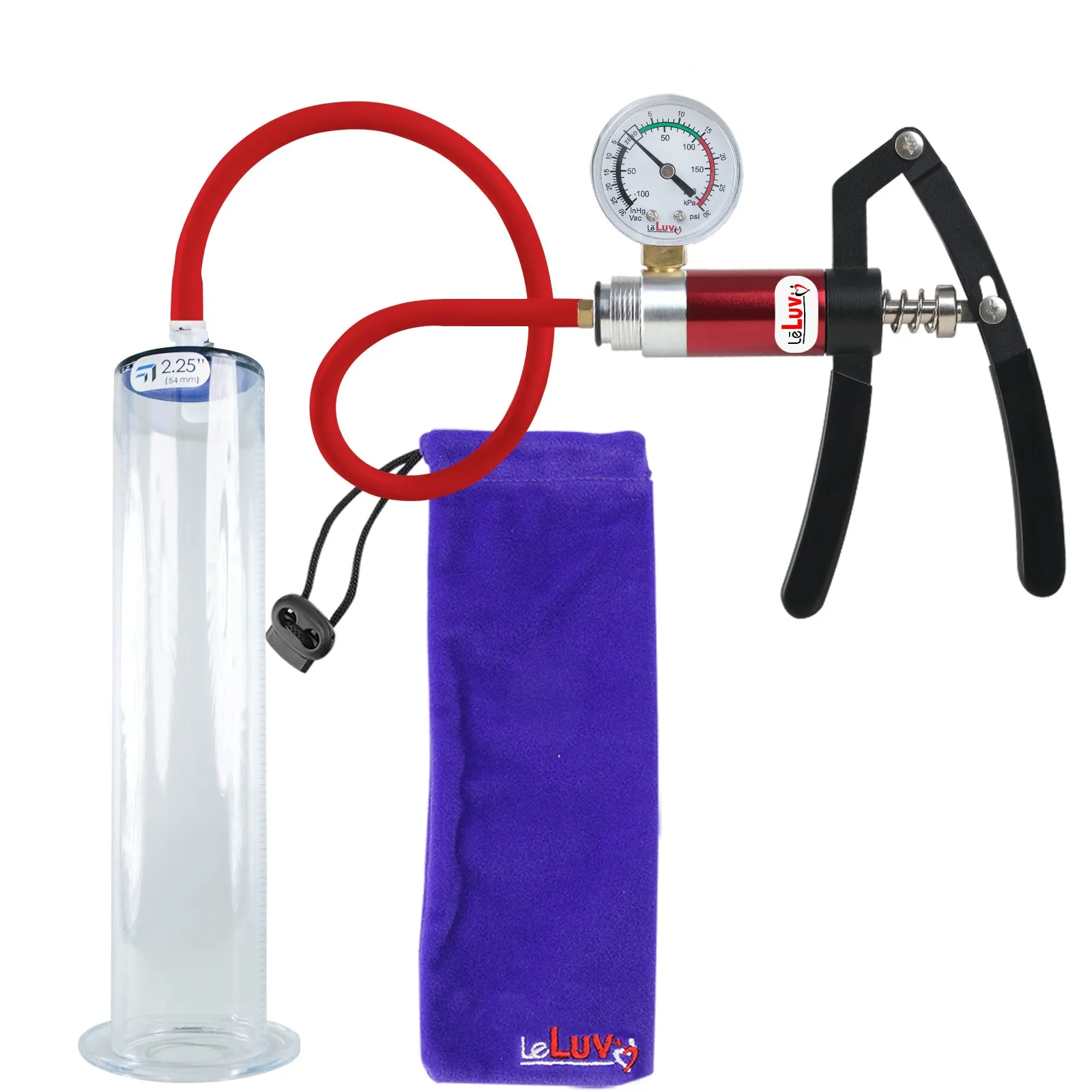 Primo Lite Handle Penis Pump   Gauge, Silicone Hose | Wide Flange Cylinder