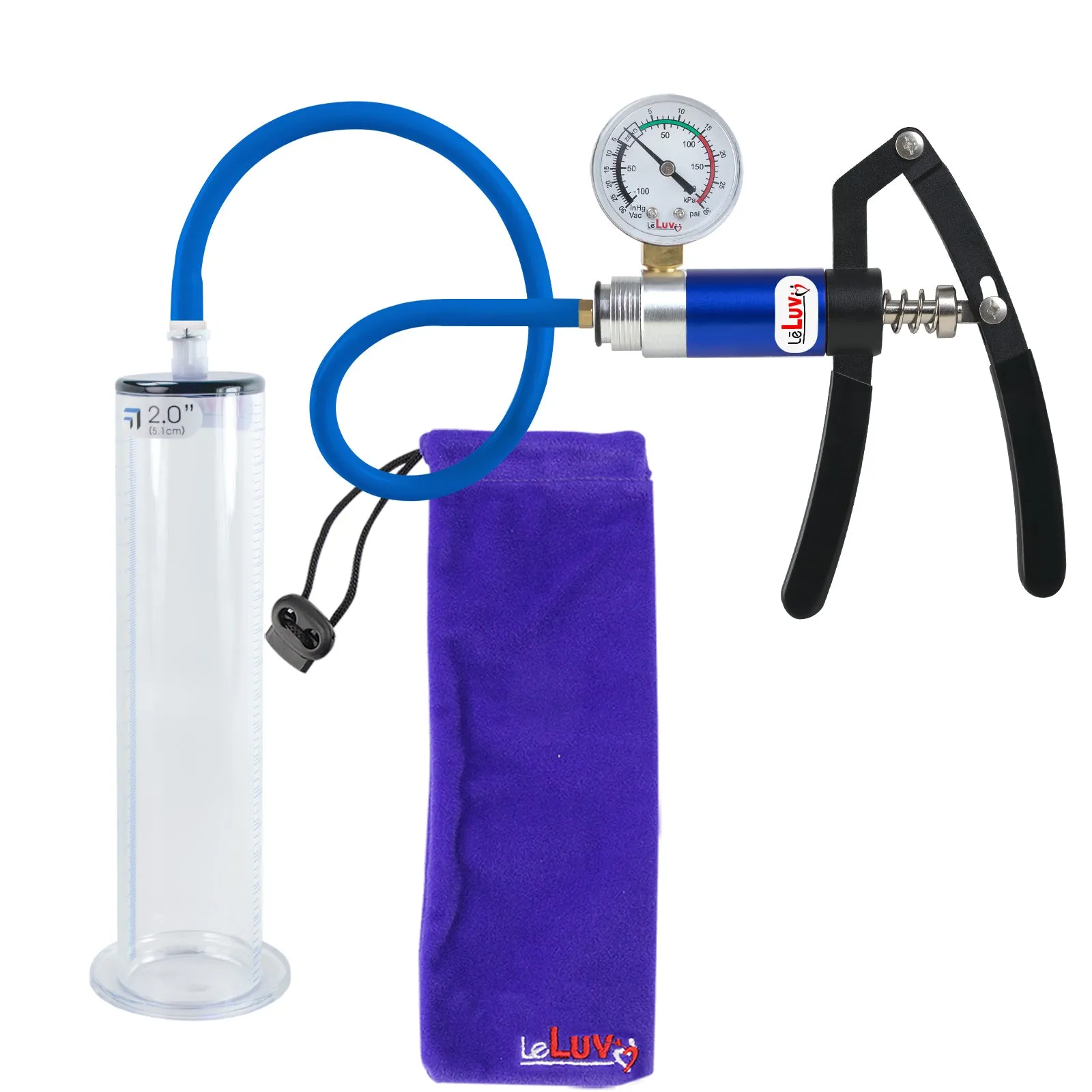 Primo Lite Handle Penis Pump   Gauge, Silicone Hose | Wide Flange Cylinder