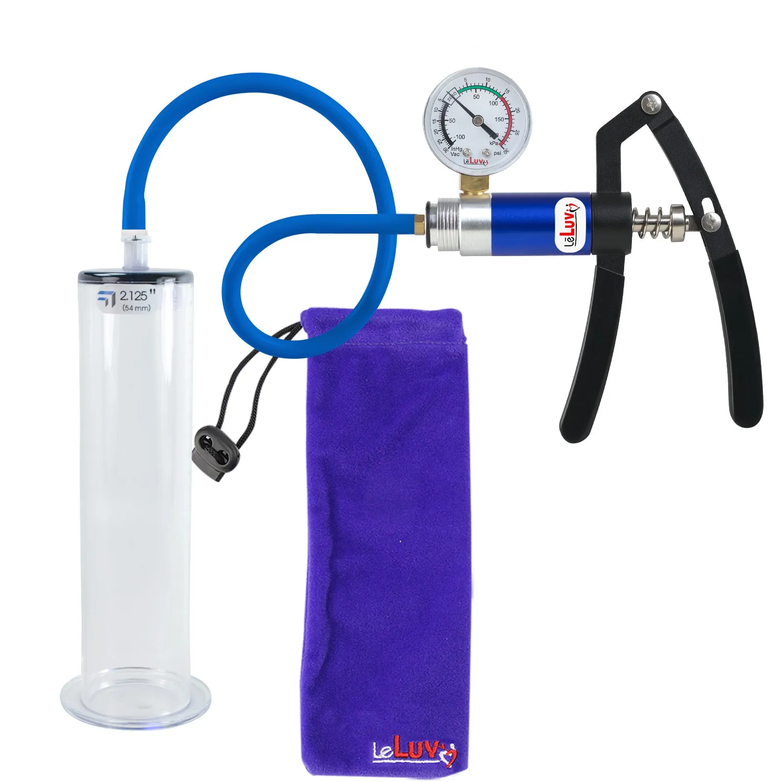 Primo Lite Handle Penis Pump   Gauge, Silicone Hose | Wide Flange Cylinder