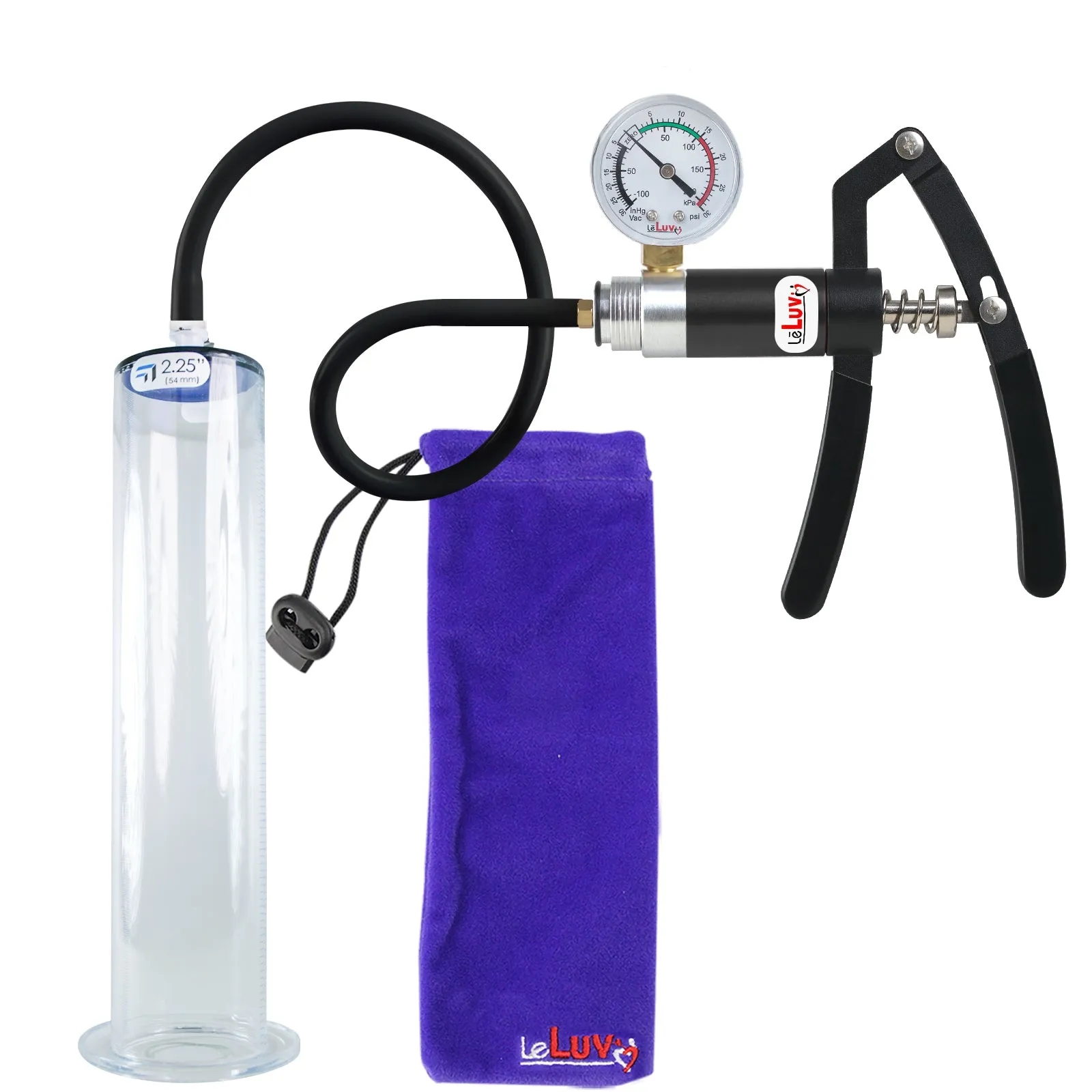 Primo Lite Handle Penis Pump   Gauge, Silicone Hose | Wide Flange Cylinder