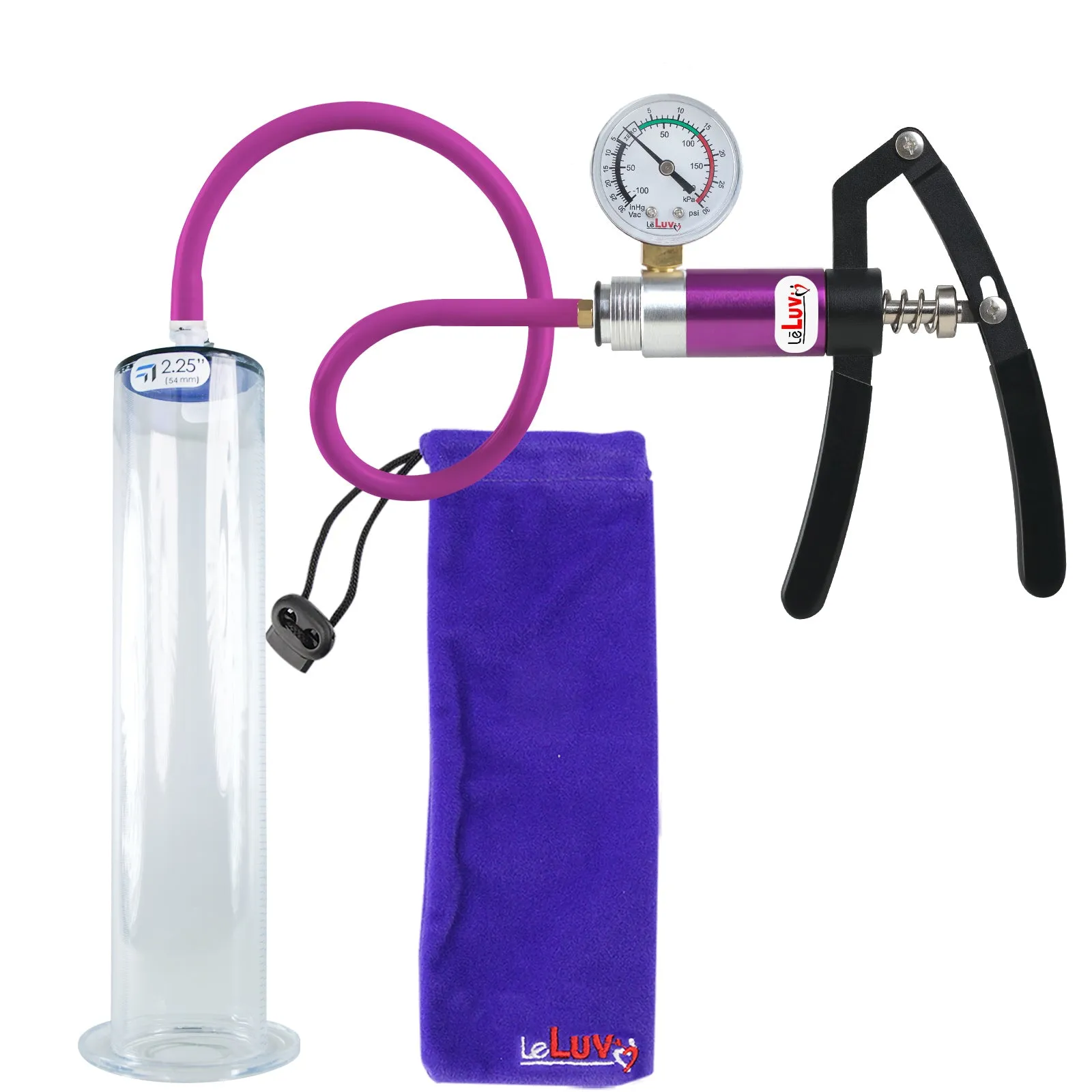 Primo Lite Handle Penis Pump   Gauge, Silicone Hose | Wide Flange Cylinder