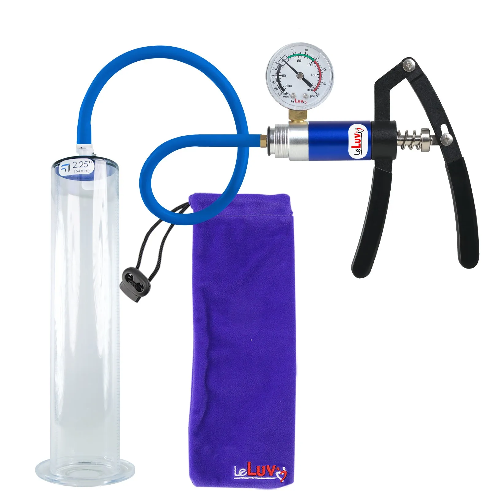 Primo Lite Handle Penis Pump   Gauge, Silicone Hose | Wide Flange Cylinder