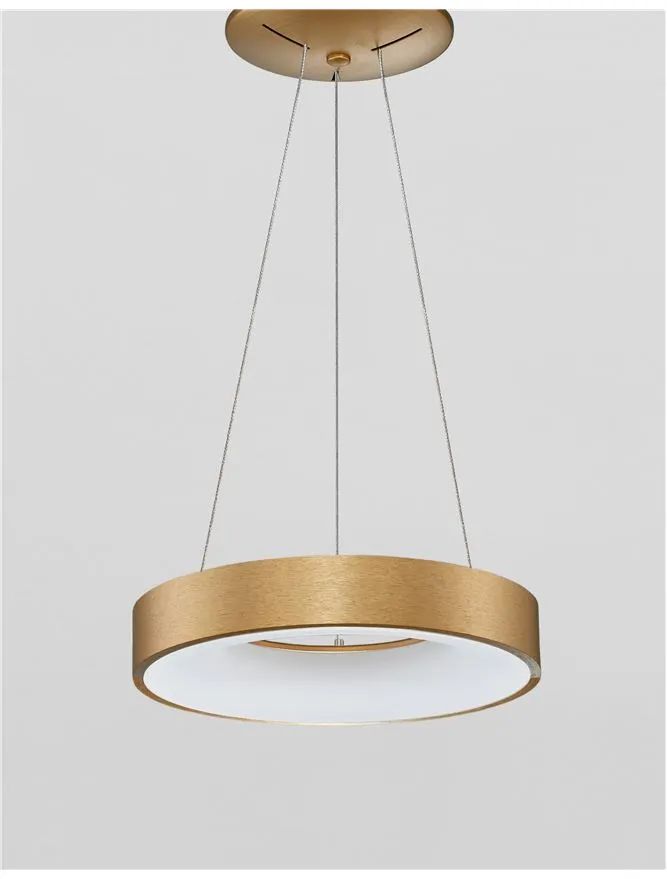 RAN Brushed Gold Aluminium & Acrylic Dimmable Warm Light Ring Pendant Small - ID 10424