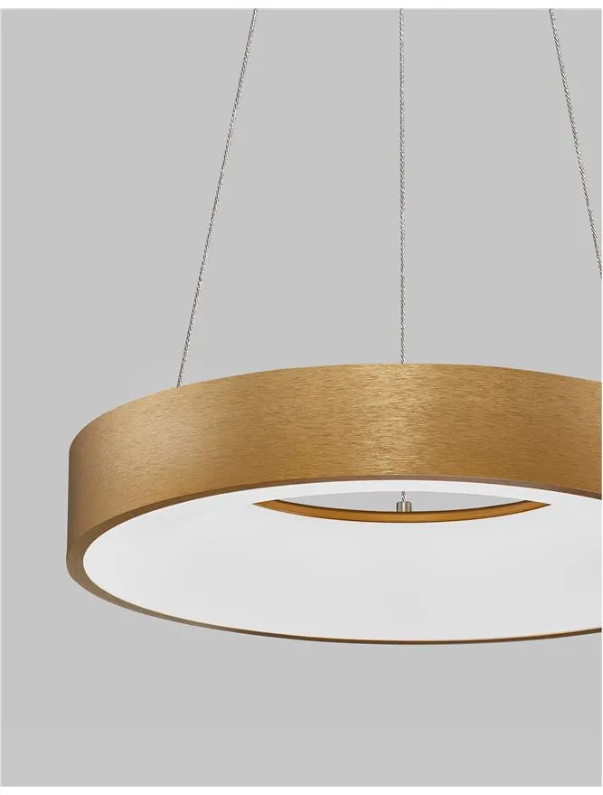 RAN Brushed Gold Aluminium & Acrylic Dimmable Warm Light Ring Pendant Small - ID 10424