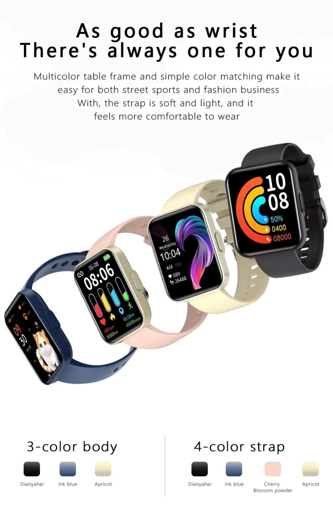 SMARTOBY 1,69 Inch HD Silver Extra Straps Availible