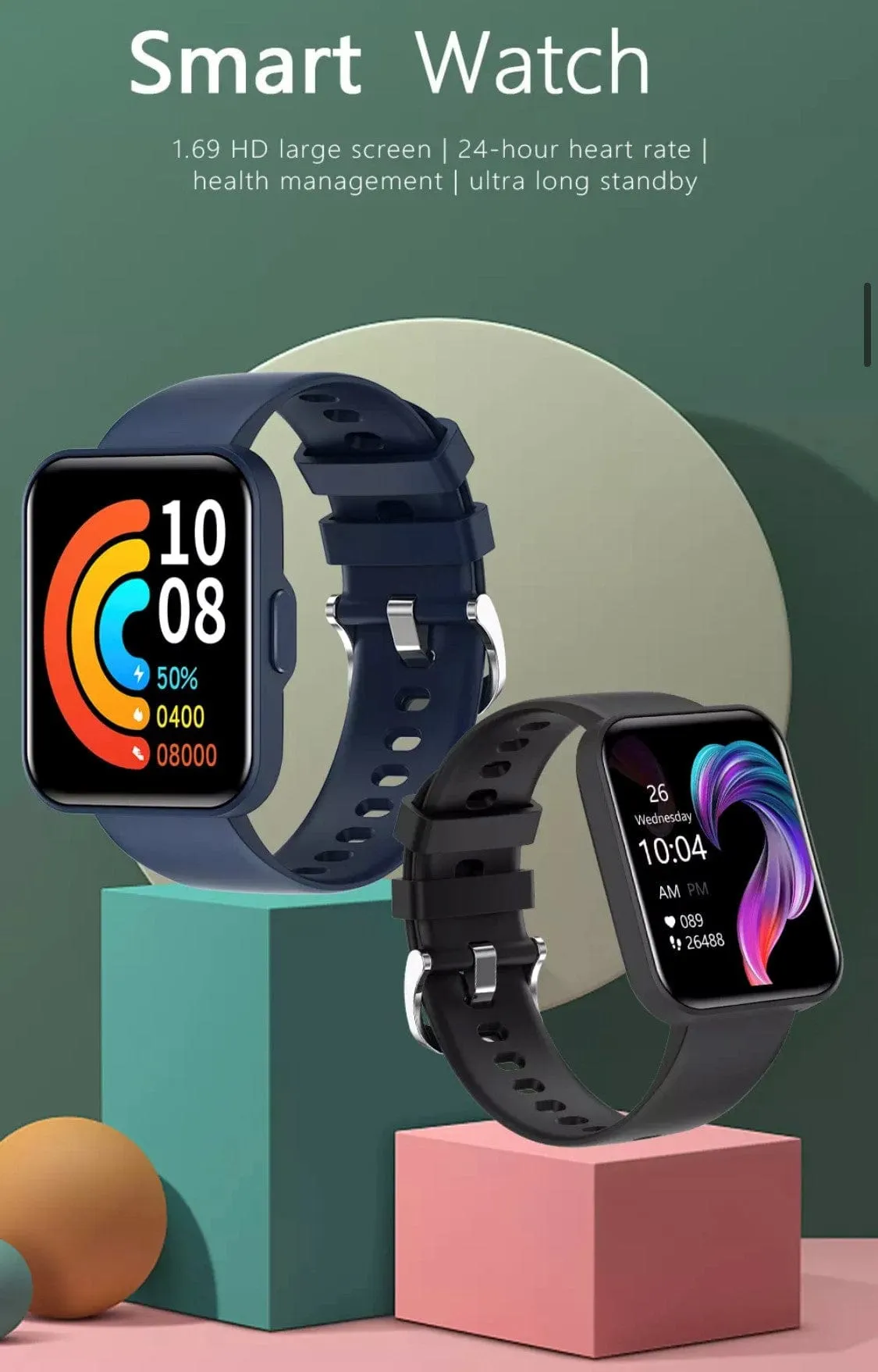 SMARTOBY 1,69 Inch HD Silver Extra Straps Availible