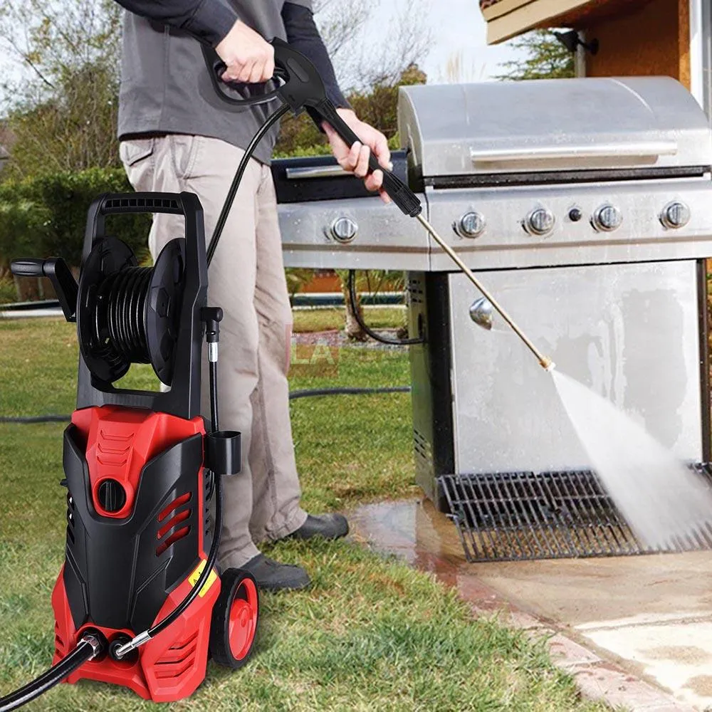 TheLAShop Electric Power Washer w/ Hose Reel 3000PSI 5 Nozzles Soap Tank