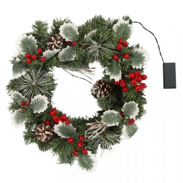 Three Kings HollyBerry LED Wreath 40 cm
