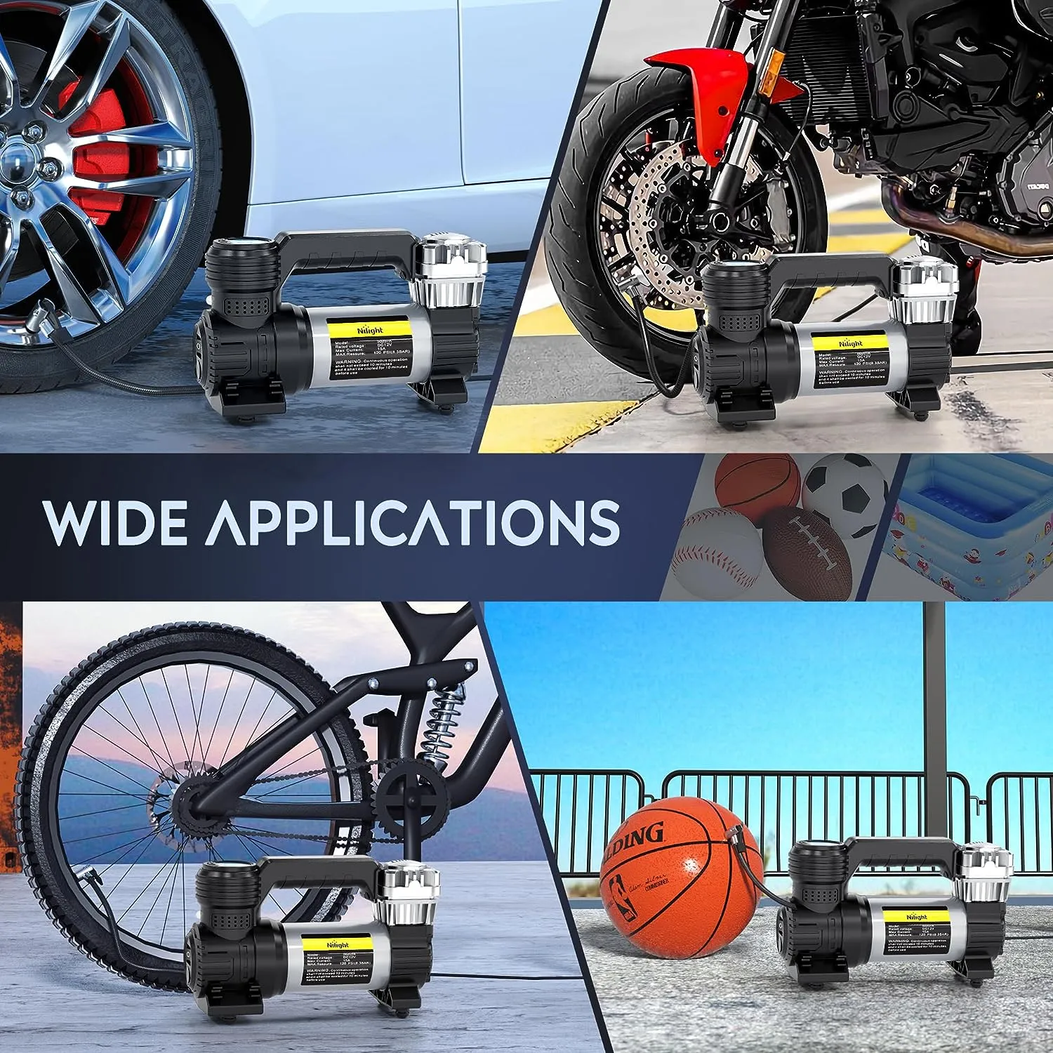 Tire Inflator Fast Air Compressor Double Cylinder Digital 120PSI