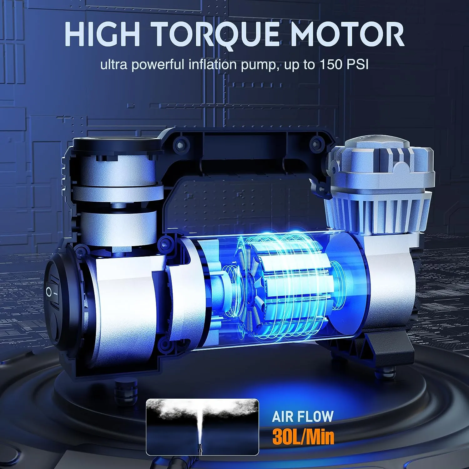 Tire Inflator Fast Air Compressor Double Cylinder Digital 120PSI