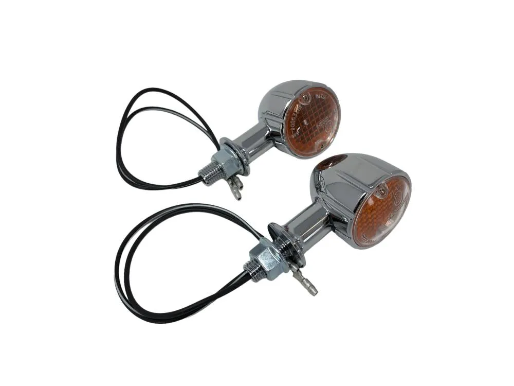 Turn Signal set (2 pieces) "Tech Glide" Turn Signal in Chrome, Short Stem - Highway Hawk H203-335