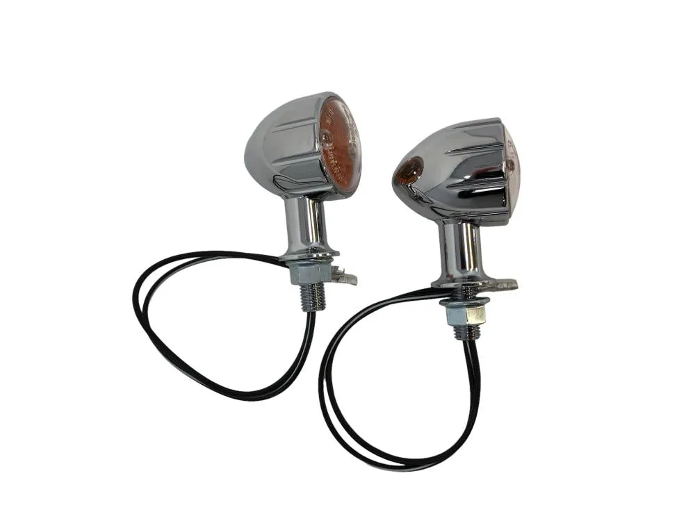Turn Signal set (2 pieces) "Tech Glide" Turn Signal in Chrome, Short Stem - Highway Hawk H203-335