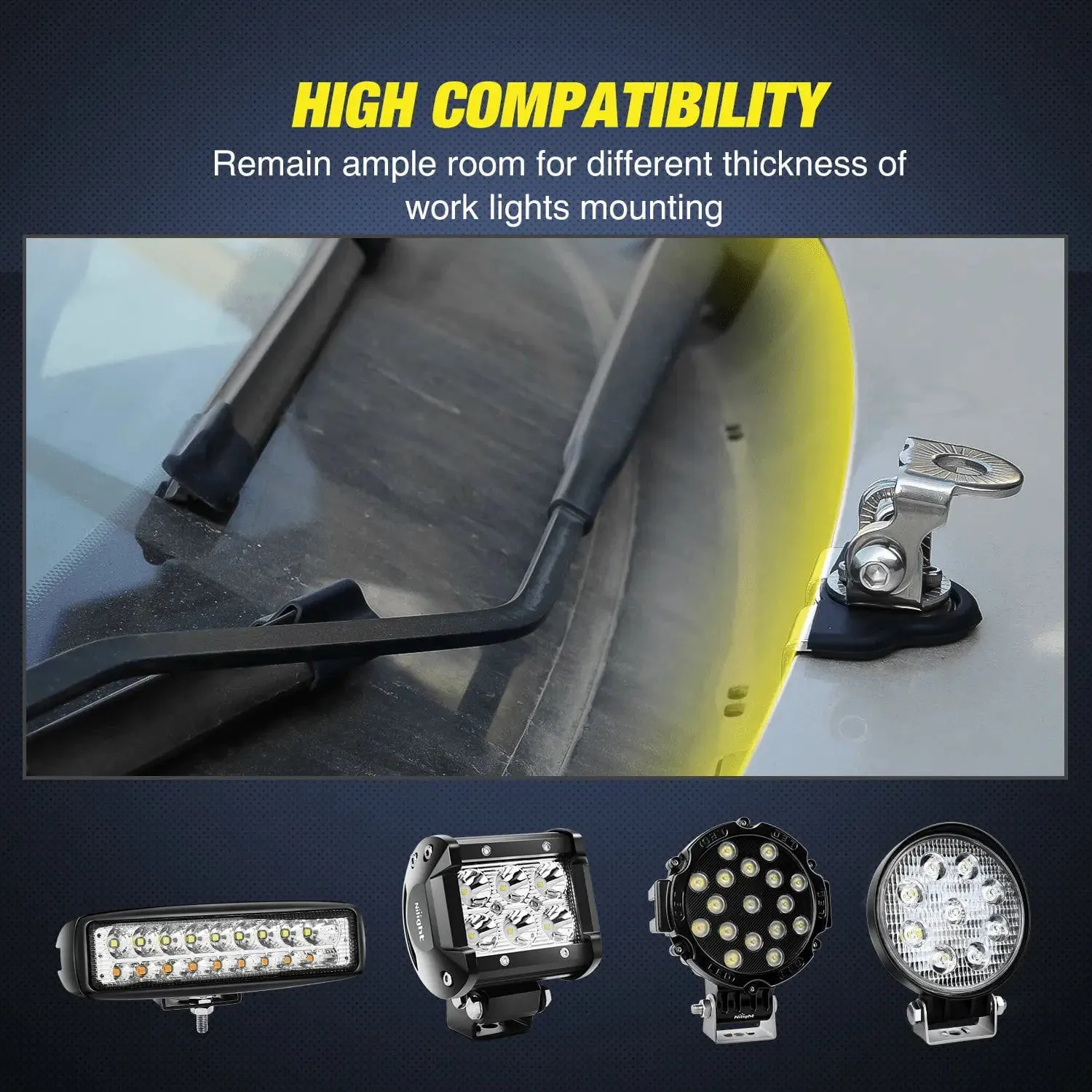 Universal Adjustable Pillar Hood Clamp Holder Mount Bracket (Pair)