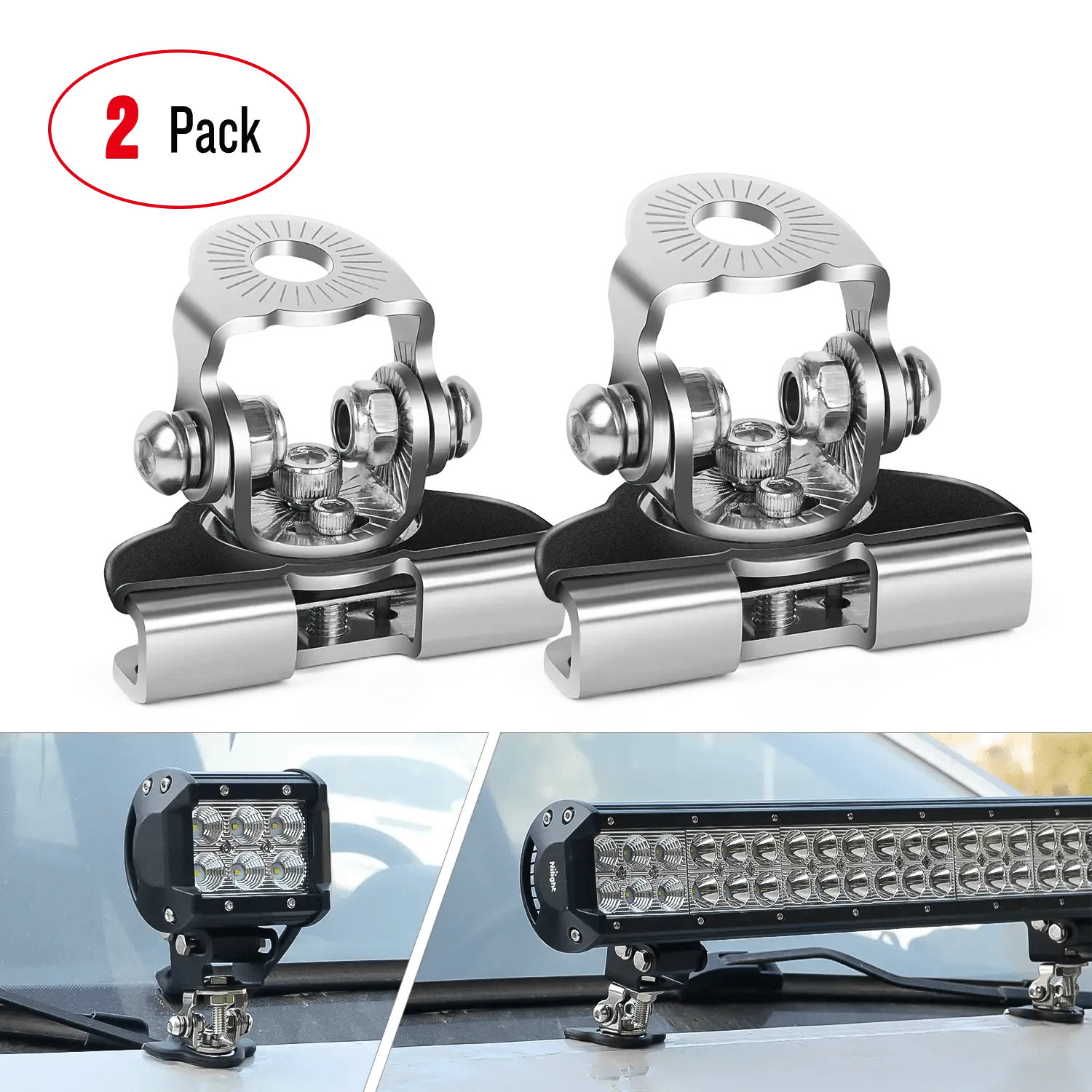 Universal Adjustable Pillar Hood Clamp Holder Mount Bracket (Pair)