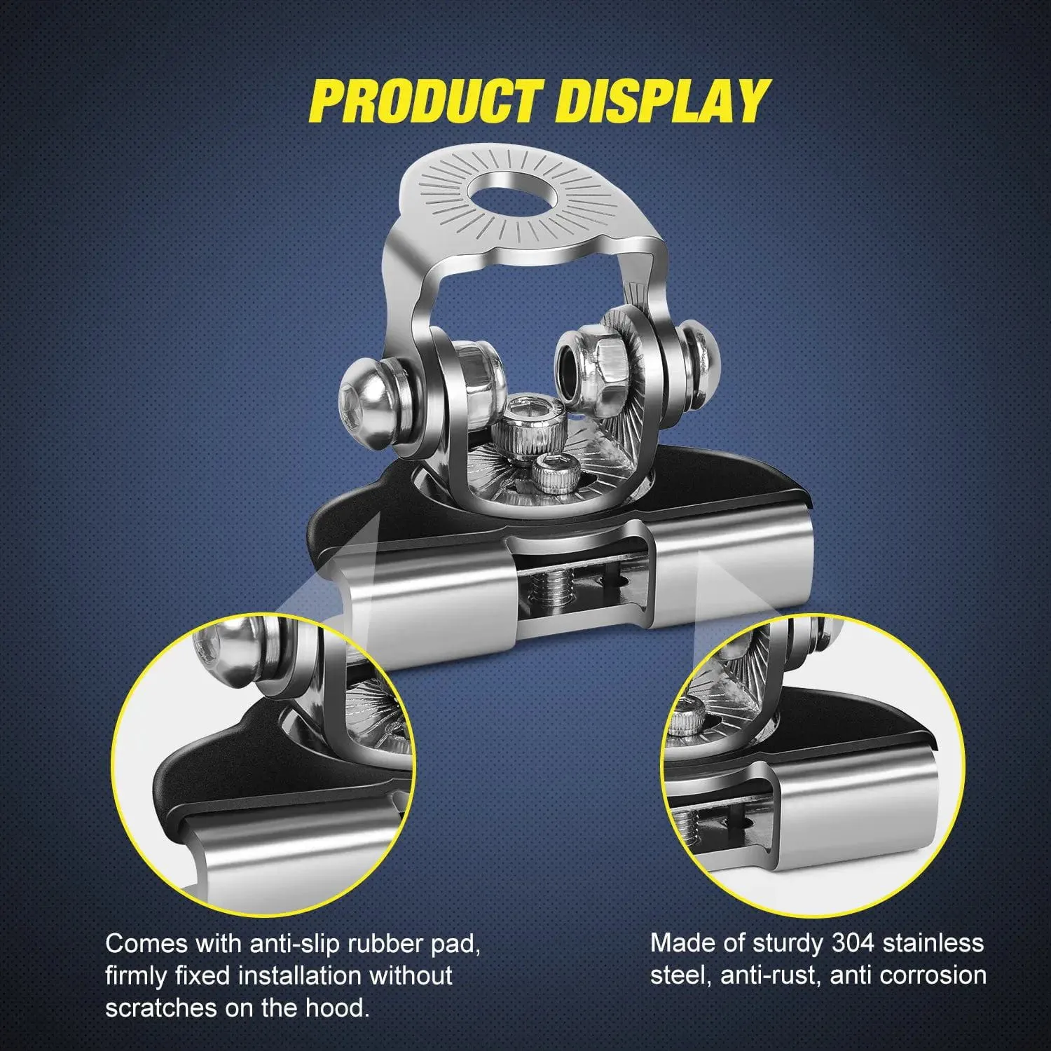 Universal Adjustable Pillar Hood Clamp Holder Mount Bracket (Pair)