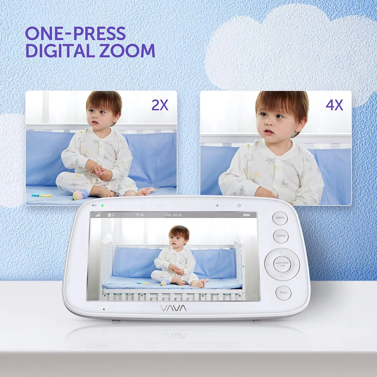 VAVA Baby Monitor 5" HD Display Video with Camera Audio IPS Screen Night Vision