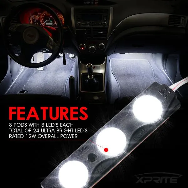 Xprite 8 LED Rock Light Pods Truck Bed Lighting Kit w/ Switch - Blue/Green/Purple/Pink/Red/White/Yellow