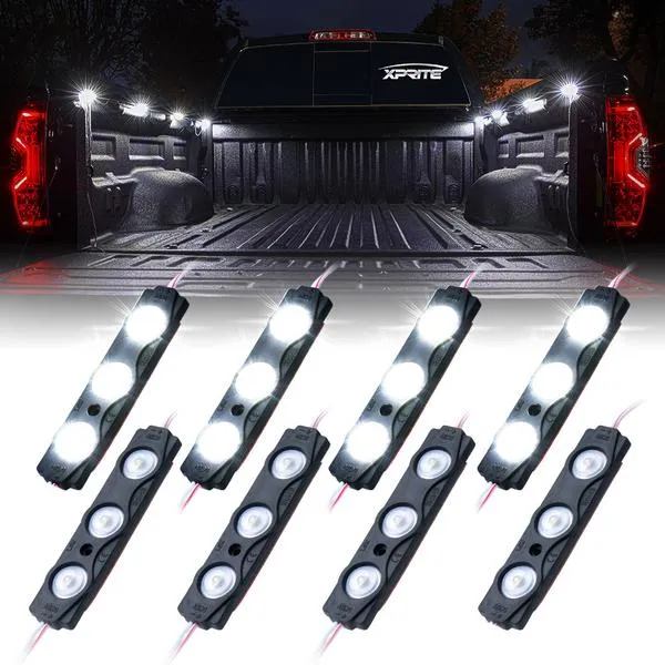 Xprite 8 LED Rock Light Pods Truck Bed Lighting Kit w/ Switch - Blue/Green/Purple/Pink/Red/White/Yellow