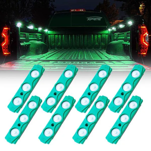 Xprite 8 LED Rock Light Pods Truck Bed Lighting Kit w/ Switch - Blue/Green/Purple/Pink/Red/White/Yellow